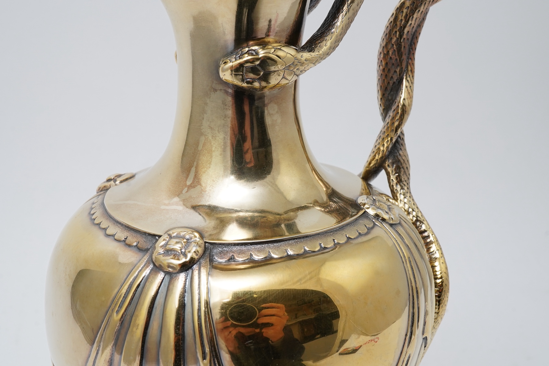 A good Victorian silver gilt pedestal claret jug by Hunt & Roskell, late Storr & Mortimer